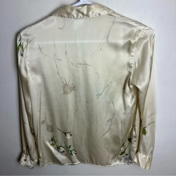 Vintage 100% Silk Blouse Women’s Medium Button Up Shirt Allison Taylor Floral - Picture 2 of 7